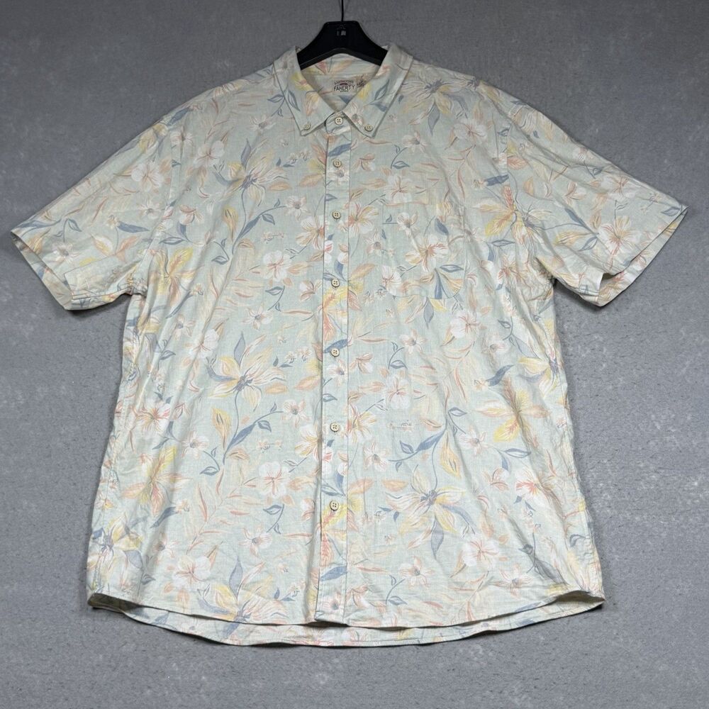Faherty The Breeze Shirt Men 2XL Coral Floral Linen Blend Short Sleeve Hawaiian